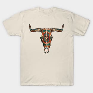 Copy of Vintage Aztec Indian Pattern Bull Skull Cowgirl design T-Shirt